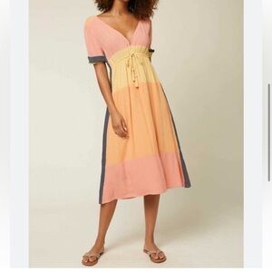 O'Neill Peach and Yellow Colorblock Dress size XS